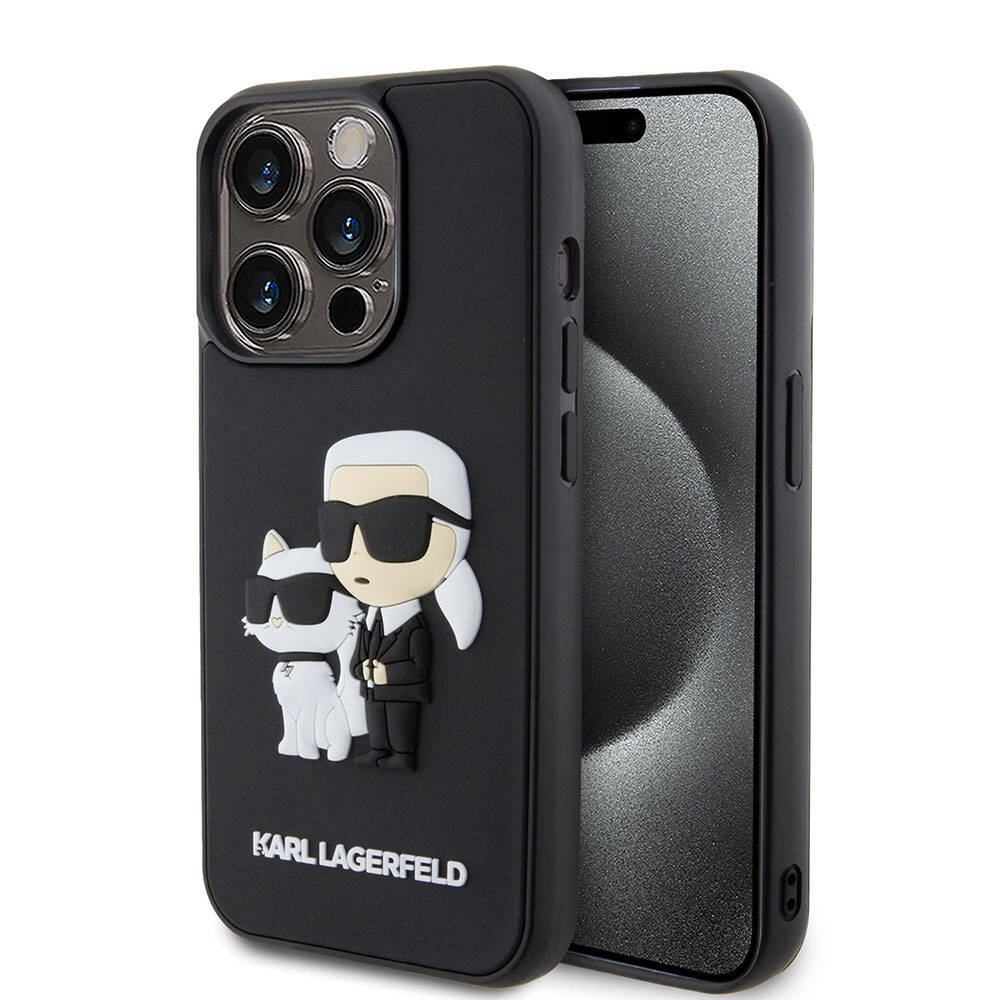 Apple iPhone 15 Pro Kılıf Karl Lagerfeld Silikon 3D K&C Logo Orjinal Lisanslı Kapak - 2