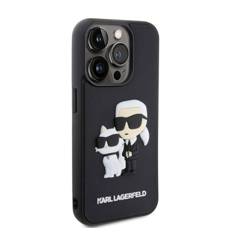 Apple iPhone 15 Pro Kılıf Karl Lagerfeld Silikon 3D K&C Logo Orjinal Lisanslı Kapak - 1