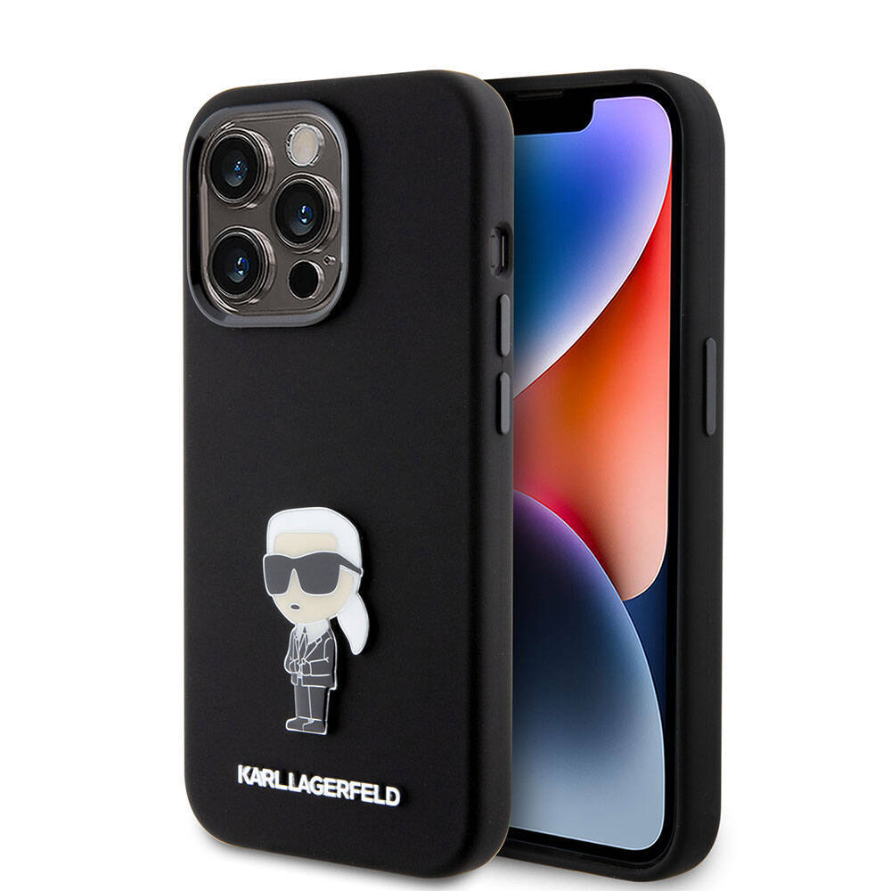 Apple iPhone 15 Pro Kılıf Karl Lagerfeld Silikon İkonik Metal Logo Orjinal Lisanslı Kapak - 2