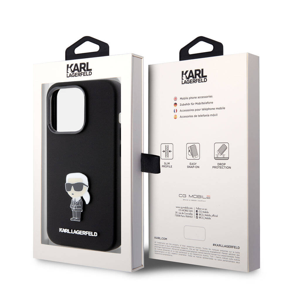 Apple iPhone 15 Pro Kılıf Karl Lagerfeld Silikon İkonik Metal Logo Orjinal Lisanslı Kapak - 8