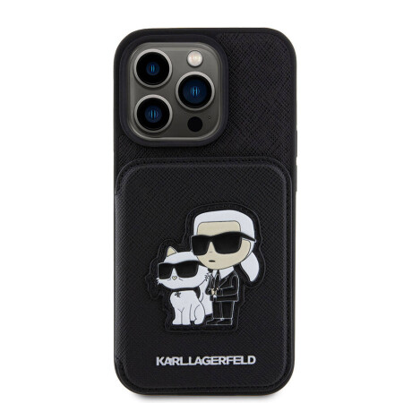 Apple iPhone 15 Pro Kılıf Karl Lagerfeld Standlı Kartlıklı Saffiano K&C Metal Logo Orjinal Lisanslı Kapak - 4