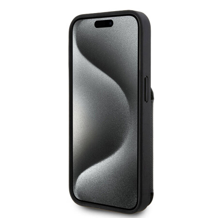 Apple iPhone 15 Pro Kılıf Karl Lagerfeld Standlı Kartlıklı Saffiano K&C Metal Logo Orjinal Lisanslı Kapak - 5