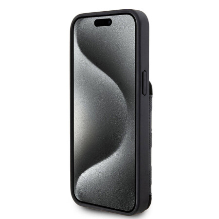 Apple iPhone 15 Pro Kılıf Karl Lagerfeld Standlı Kartlıklı Saffiano Monogram İkonik Metal Logo Orjinal Lisanslı Kapak - 3