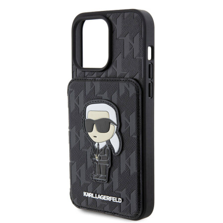 Apple iPhone 15 Pro Kılıf Karl Lagerfeld Standlı Kartlıklı Saffiano Monogram İkonik Metal Logo Orjinal Lisanslı Kapak - 6