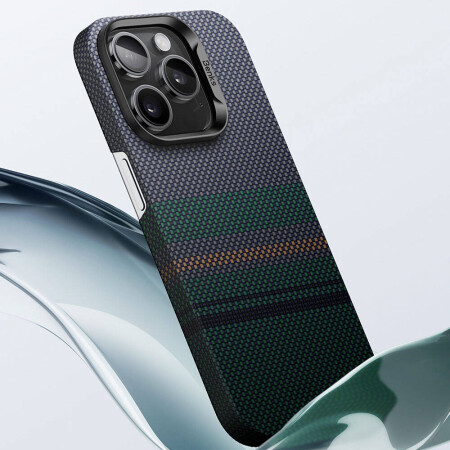Apple iPhone 15 Pro Kılıf Magsafe Şarj Özellikli Karbon Fiber Tasarımlı Benks Aurora ArmorAir Kevlar Kapak - 12