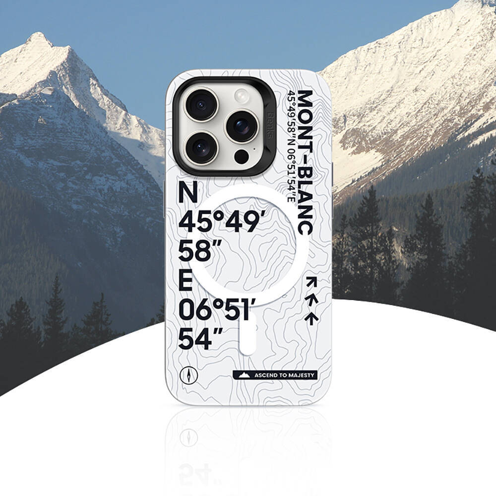 Apple iPhone 15 Pro Kılıf Magsafe Şarj Özellikli Koordinat Yazı Desenli Benks Summit Serisi Kapak - 4