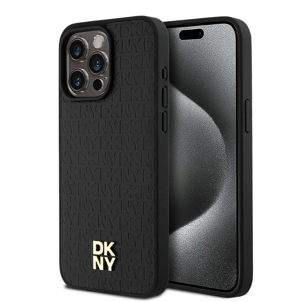 Apple iPhone 15 Pro Max Kılıf DKNY Orjinal Lisanslı 3D Yazılı Repeat Pattern Kapak - 2