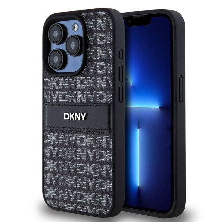 Apple iPhone 15 Pro Max Kılıf DKNY Orjinal Lisanslı 3D Yazılı Repeat Texture Pattern Kapak - 2