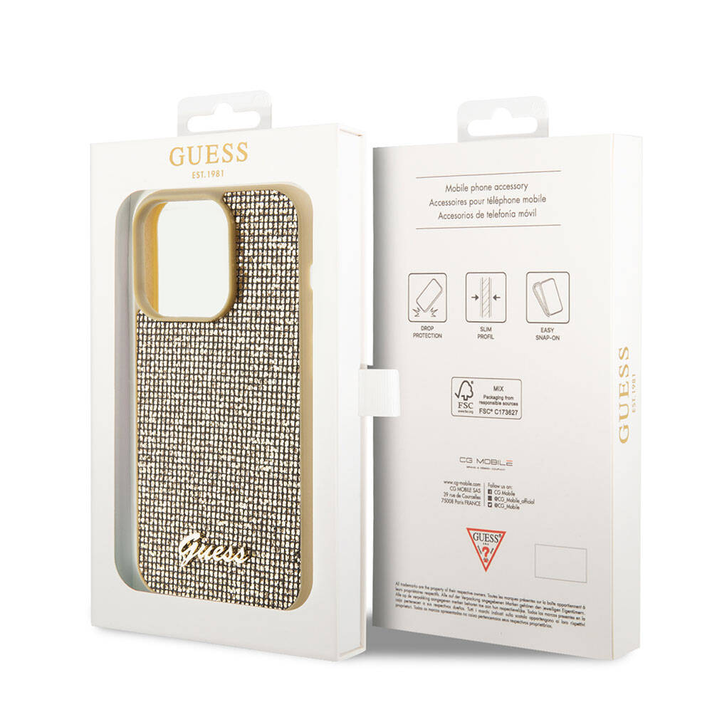 Apple iPhone 15 Pro Max Kılıf Guess Orjinal Lisanslı Yazı Logolu Disco Script Metal Kapak - 9