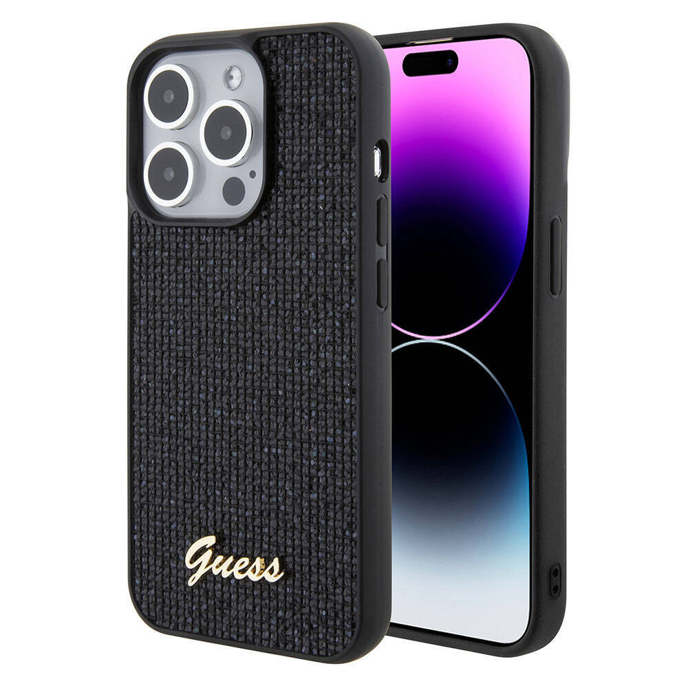 Apple iPhone 15 Pro Max Kılıf Guess Orjinal Lisanslı Yazı Logolu Disco Script Metal Kapak - 10