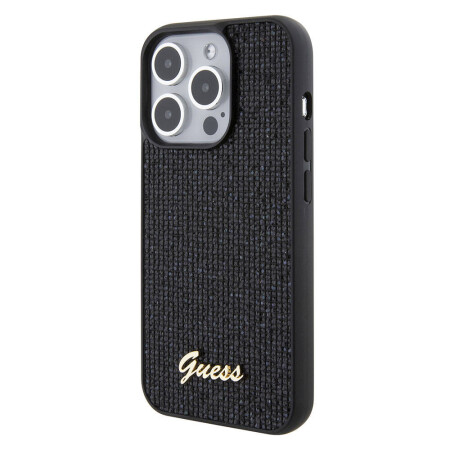 Apple iPhone 15 Pro Max Kılıf Guess Orjinal Lisanslı Yazı Logolu Disco Script Metal Kapak - 11