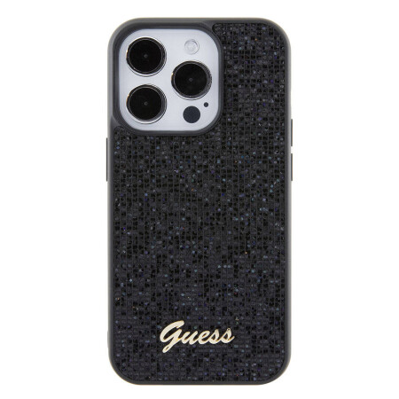 Apple iPhone 15 Pro Max Kılıf Guess Orjinal Lisanslı Yazı Logolu Disco Script Metal Kapak - 12