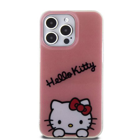 Apple iPhone 15 Pro Max Kılıf Hello Kitty Orjinal Lisanslı Askılı Yazı ve İkonik Logolu Daydreaming Kapak - 5