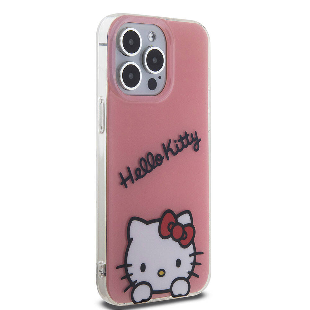 Apple iPhone 15 Pro Max Kılıf Hello Kitty Orjinal Lisanslı Askılı Yazı ve İkonik Logolu Daydreaming Kapak - 6