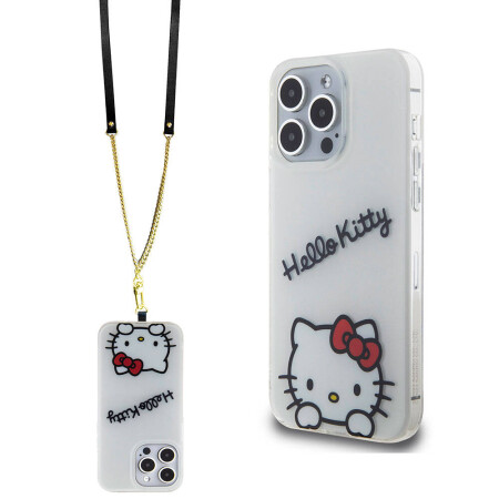 Apple iPhone 15 Pro Max Kılıf Hello Kitty Orjinal Lisanslı Askılı Yazı ve İkonik Logolu Daydreaming Kapak - 1