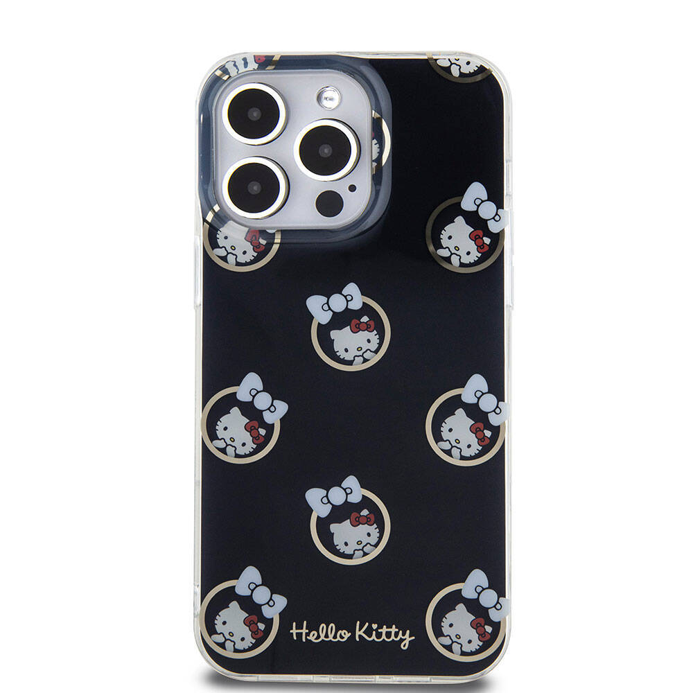 Apple iPhone 15 Pro Max Kılıf Hello Kitty Orjinal Lisanslı Elektroplating Kaplama Kabarcık Baskılı Kapak - 5