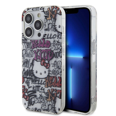 Apple iPhone 15 Pro Max Kılıf Hello Kitty Orjinal Lisanslı İkonik Logolu Etiket Graffiti Kapak - 3