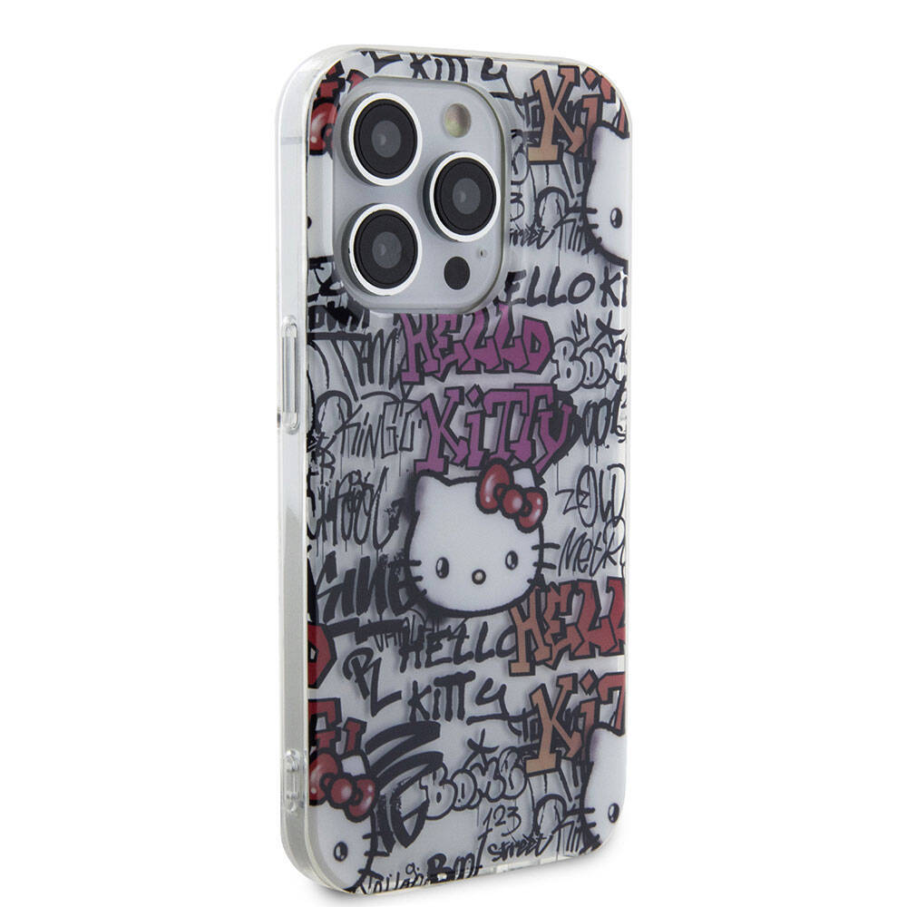 Apple iPhone 15 Pro Max Kılıf Hello Kitty Orjinal Lisanslı İkonik Logolu Etiket Graffiti Kapak - 6