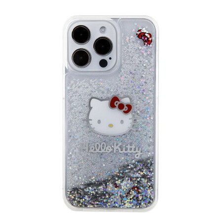 Apple iPhone 15 Pro Max Kılıf Hello Kitty Orjinal Lisanslı İkonik Sıvılı Glitter Kapak - 5