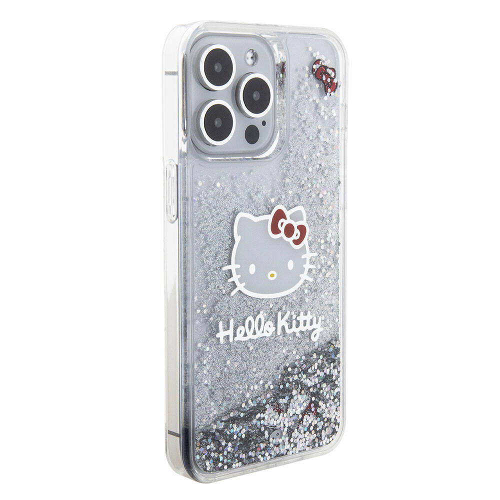 Apple iPhone 15 Pro Max Kılıf Hello Kitty Orjinal Lisanslı İkonik Sıvılı Glitter Kapak - 6