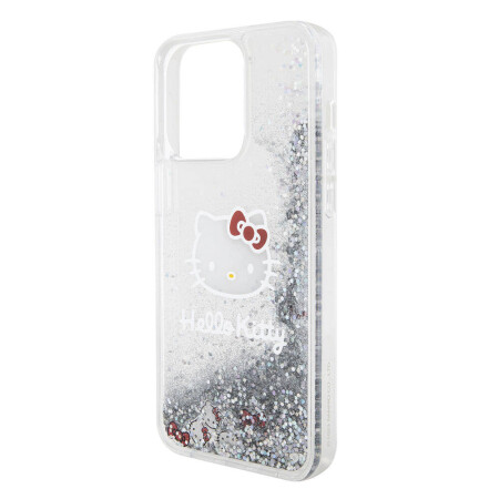 Apple iPhone 15 Pro Max Kılıf Hello Kitty Orjinal Lisanslı İkonik Sıvılı Glitter Kapak - 7