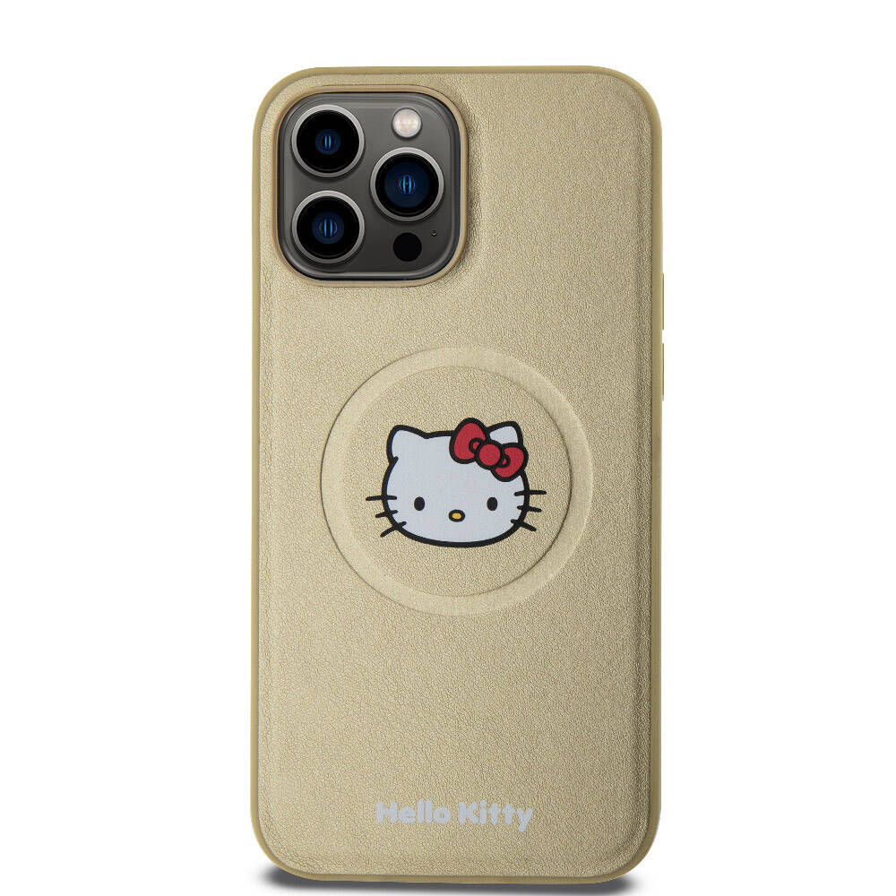 Apple iPhone 15 Pro Max Kılıf Hello Kitty Orjinal Lisanslı Magsafe Şarj Özellikli Kitty Head Deri Kapak - 2