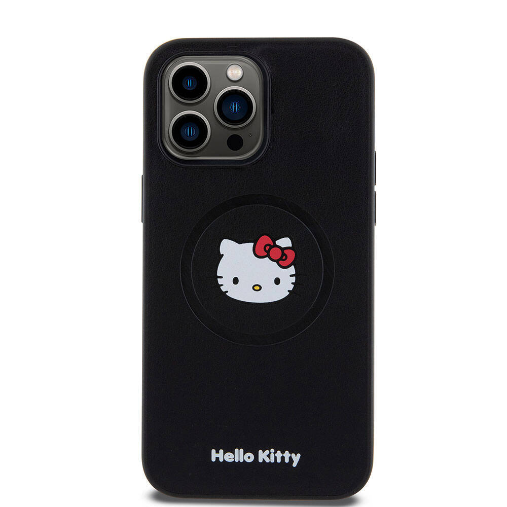 Apple iPhone 15 Pro Max Kılıf Hello Kitty Orjinal Lisanslı Magsafe Şarj Özellikli Kitty Head Deri Kapak - 1