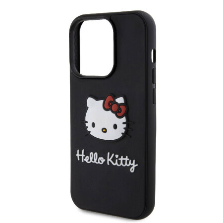 Apple iPhone 15 Pro Max Kılıf Hello Kitty Orjinal Lisanslı Yazı ve İkonik Logolu 3D Rubber Kitty Head Kapak - 8