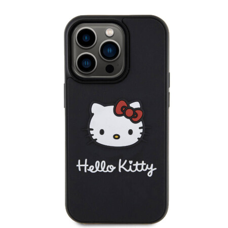 Apple iPhone 15 Pro Max Kılıf Hello Kitty Orjinal Lisanslı Yazı ve İkonik Logolu 3D Rubber Kitty Head Kapak - 5