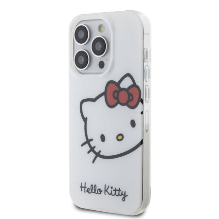 Apple iPhone 15 Pro Max Kılıf Hello Kitty Orjinal Lisanslı Yazı ve İkonik Logolu Kitty Head Kapak - 4