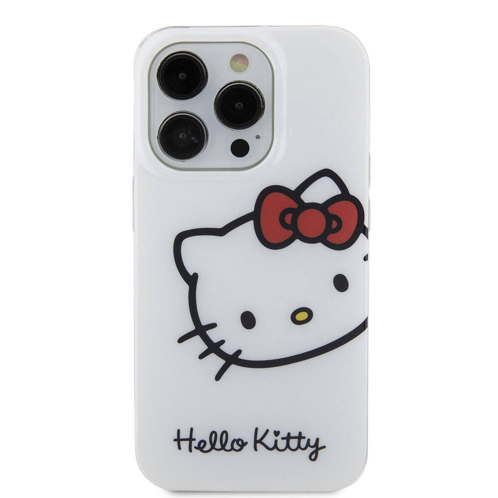 Apple iPhone 15 Pro Max Kılıf Hello Kitty Orjinal Lisanslı Yazı ve İkonik Logolu Kitty Head Kapak - 5