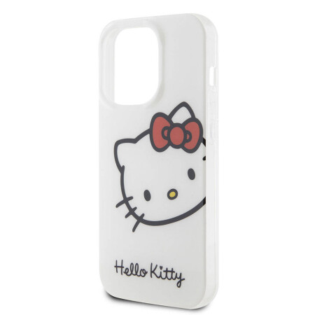 Apple iPhone 15 Pro Max Kılıf Hello Kitty Orjinal Lisanslı Yazı ve İkonik Logolu Kitty Head Kapak - 8