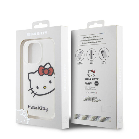 Apple iPhone 15 Pro Max Kılıf Hello Kitty Orjinal Lisanslı Yazı ve İkonik Logolu Kitty Head Kapak - 10