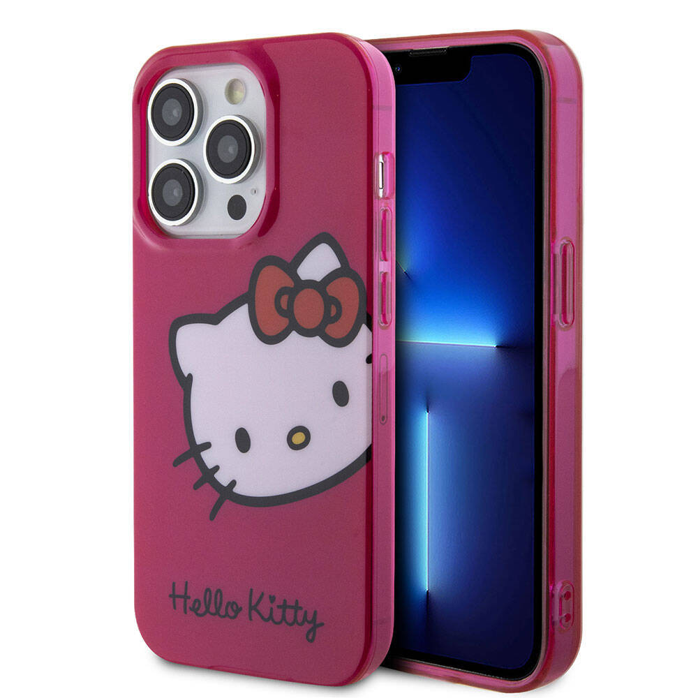 Apple iPhone 15 Pro Max Kılıf Hello Kitty Orjinal Lisanslı Yazı ve İkonik Logolu Kitty Head Kapak - 2