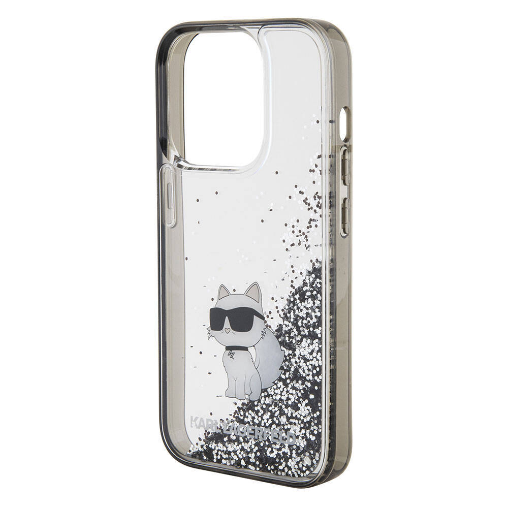 Apple iPhone 15 Pro Max Kılıf Karl Lagerfeld Choupette Sıvılı Glitter Orjinal Lisanslı Kapak - 3