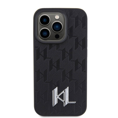 Apple iPhone 15 Pro Max Kılıf Karl Lagerfeld Hot Stamp K&L Metal Logo Orjinal Lisanslı Kapak - 7