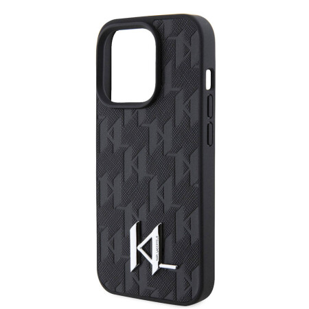 Apple iPhone 15 Pro Max Kılıf Karl Lagerfeld Hot Stamp K&L Metal Logo Orjinal Lisanslı Kapak - 8