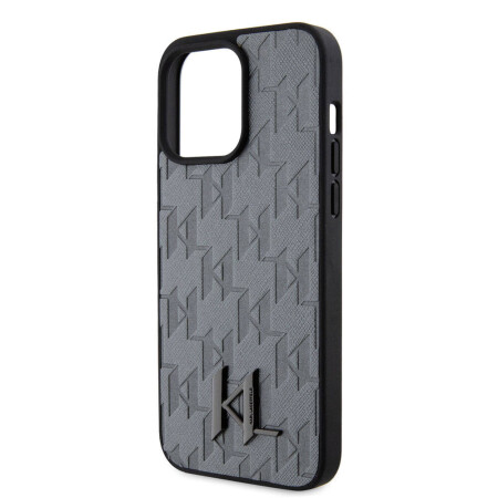 Apple iPhone 15 Pro Max Kılıf Karl Lagerfeld Hot Stamp K&L Metal Logo Orjinal Lisanslı Kapak - 14