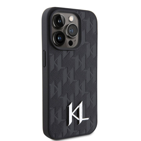 Apple iPhone 15 Pro Max Kılıf Karl Lagerfeld Hot Stamp K&L Metal Logo Orjinal Lisanslı Kapak - 2