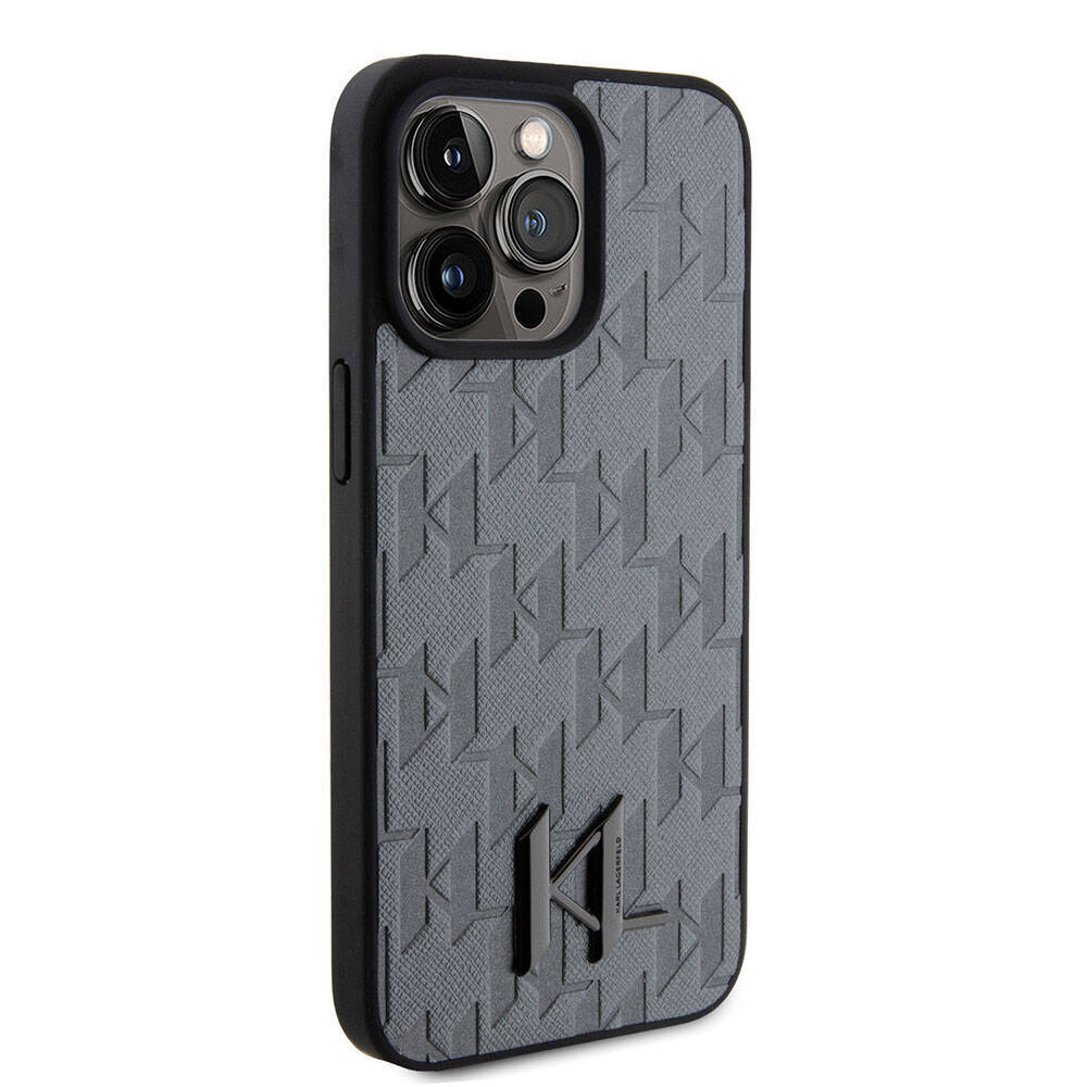 Apple iPhone 15 Pro Max Kılıf Karl Lagerfeld Hot Stamp K&L Metal Logo Orjinal Lisanslı Kapak - 1