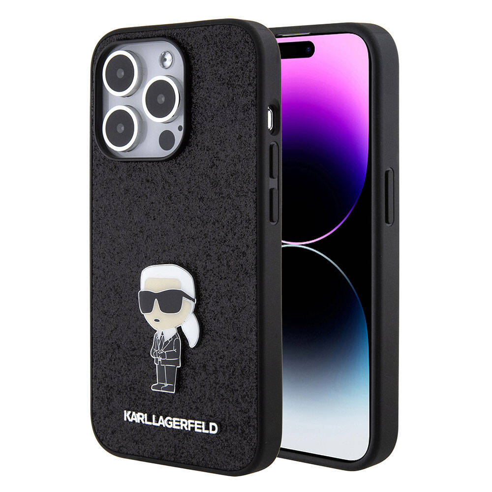 Apple iPhone 15 Pro Max Kılıf Karl Lagerfeld İkonik Fixed Glitter Metal Logo Orjinal Lisanslı Kapak - 2