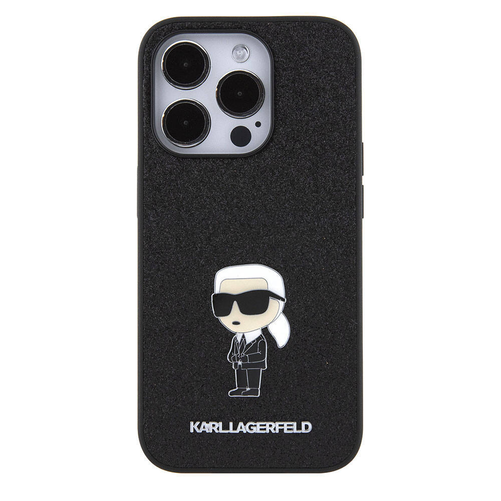 Apple iPhone 15 Pro Max Kılıf Karl Lagerfeld İkonik Fixed Glitter Metal Logo Orjinal Lisanslı Kapak - 5