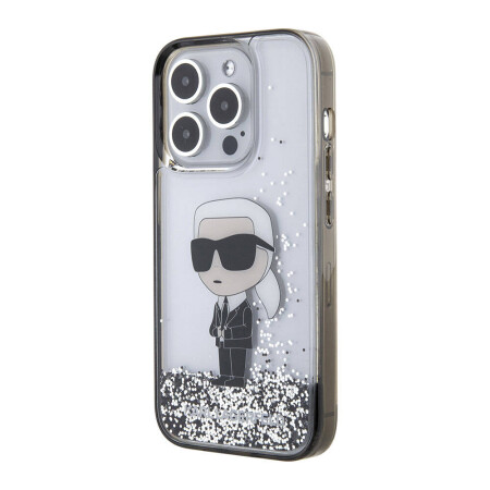 Apple iPhone 15 Pro Max Kılıf Karl Lagerfeld İkonik Sıvılı Glitter Orjinal Lisanslı Kapak - 4