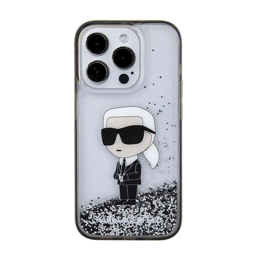 Apple iPhone 15 Pro Max Kılıf Karl Lagerfeld İkonik Sıvılı Glitter Orjinal Lisanslı Kapak - 5