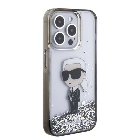 Apple iPhone 15 Pro Max Kılıf Karl Lagerfeld İkonik Sıvılı Glitter Orjinal Lisanslı Kapak - 1