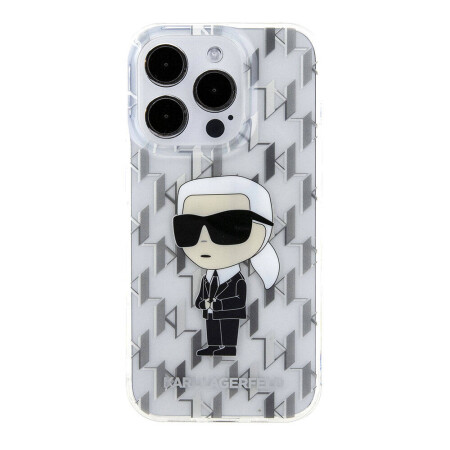 Apple iPhone 15 Pro Max Kılıf Karl Lagerfeld IML İkonik Monogram Orjinal Lisanslı Kapak - 12