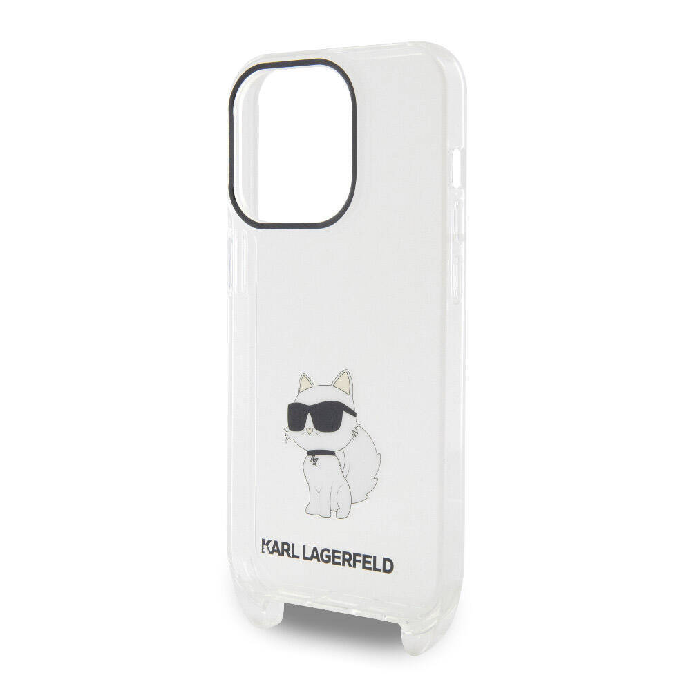 Apple iPhone 15 Pro Max Kılıf Karl Lagerfeld Orjinal Lisanslı Boyun Askılı Choupette İkonik Crossbody Kapak - 6