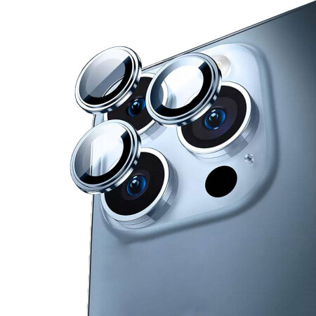 Apple iPhone 15 Pro ​​​Max Wiwu Lens Guard Metal Kamera Lens Koruyucu - 3