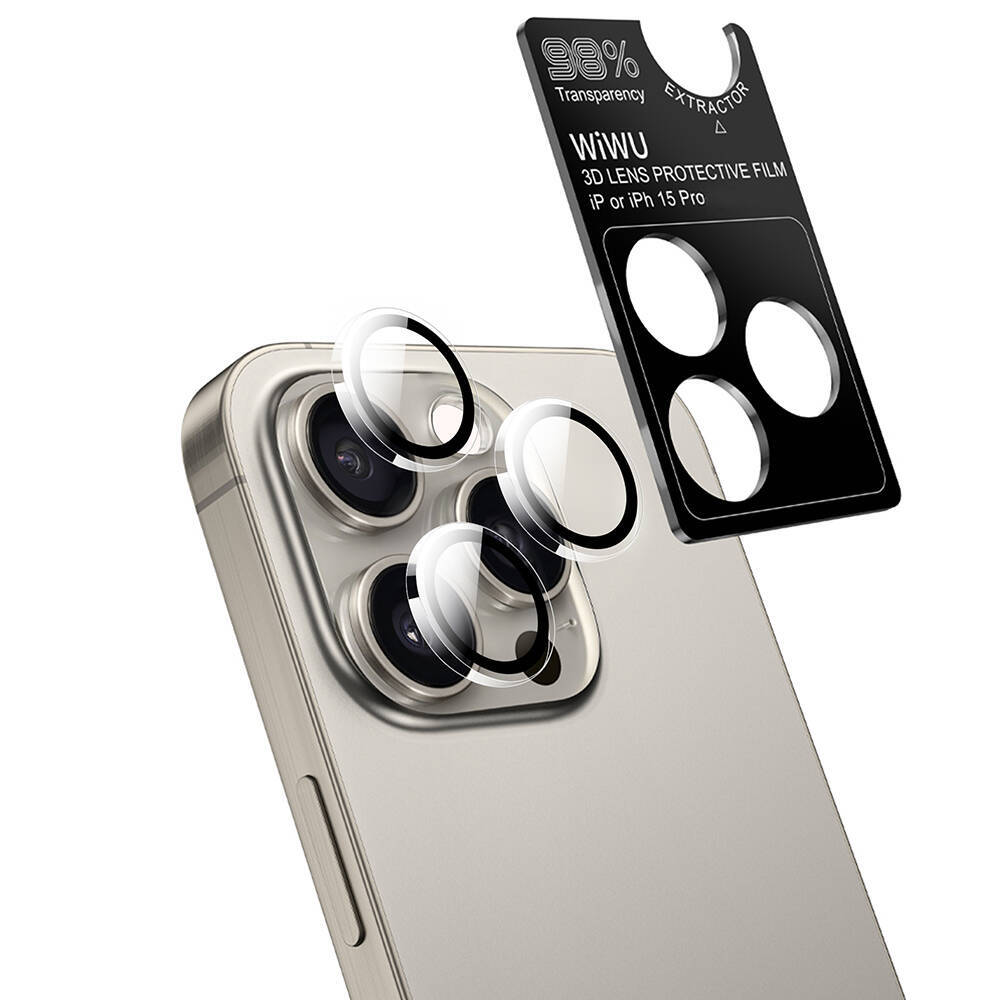 Apple iPhone 15 Pro Max Wiwu Wi-IP002 2in1 Temperli Cam Ahize Toz Önleyici Ekran Koruyucu ve Kamera Lens Koruyucu Set - 5
