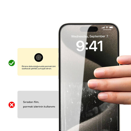 Apple iPhone 15 Pro Zore Rika Premium Privacy Temperli Cam Ekran Koruyucu - 3